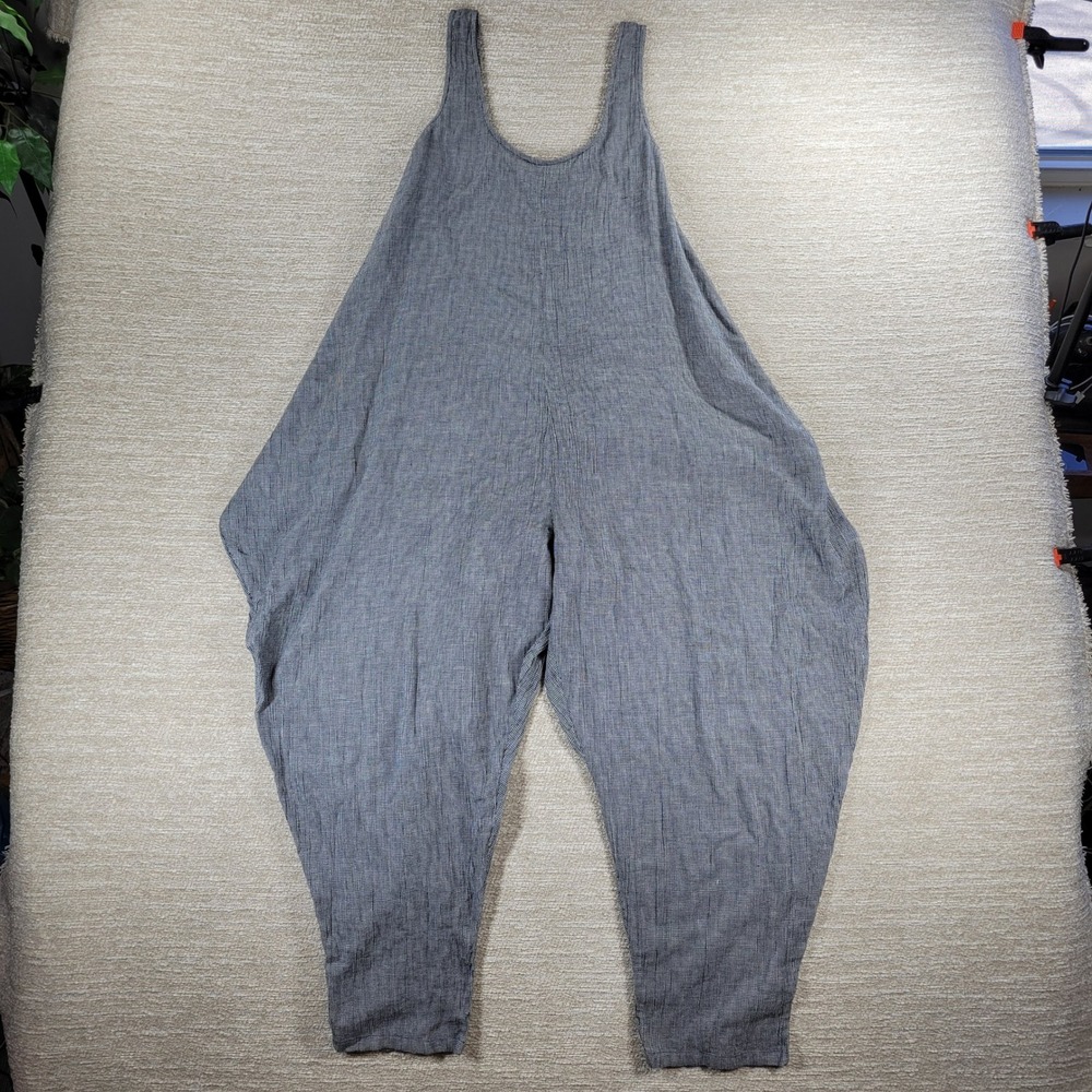 HATCH Maternity Harem Jumpsuit Overalls Size 1 Gray Herringbone Tie Back Relaxed